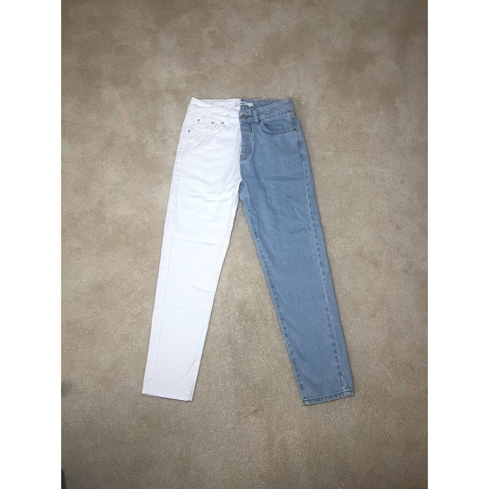 Adika White & Blue Jeans | Button Fly | Small